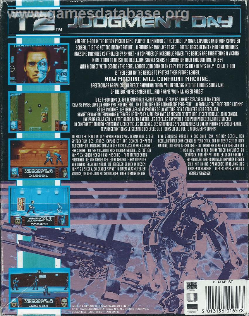 Terminator 2 - Judgment Day - Atari ST - Artwork - Box Back