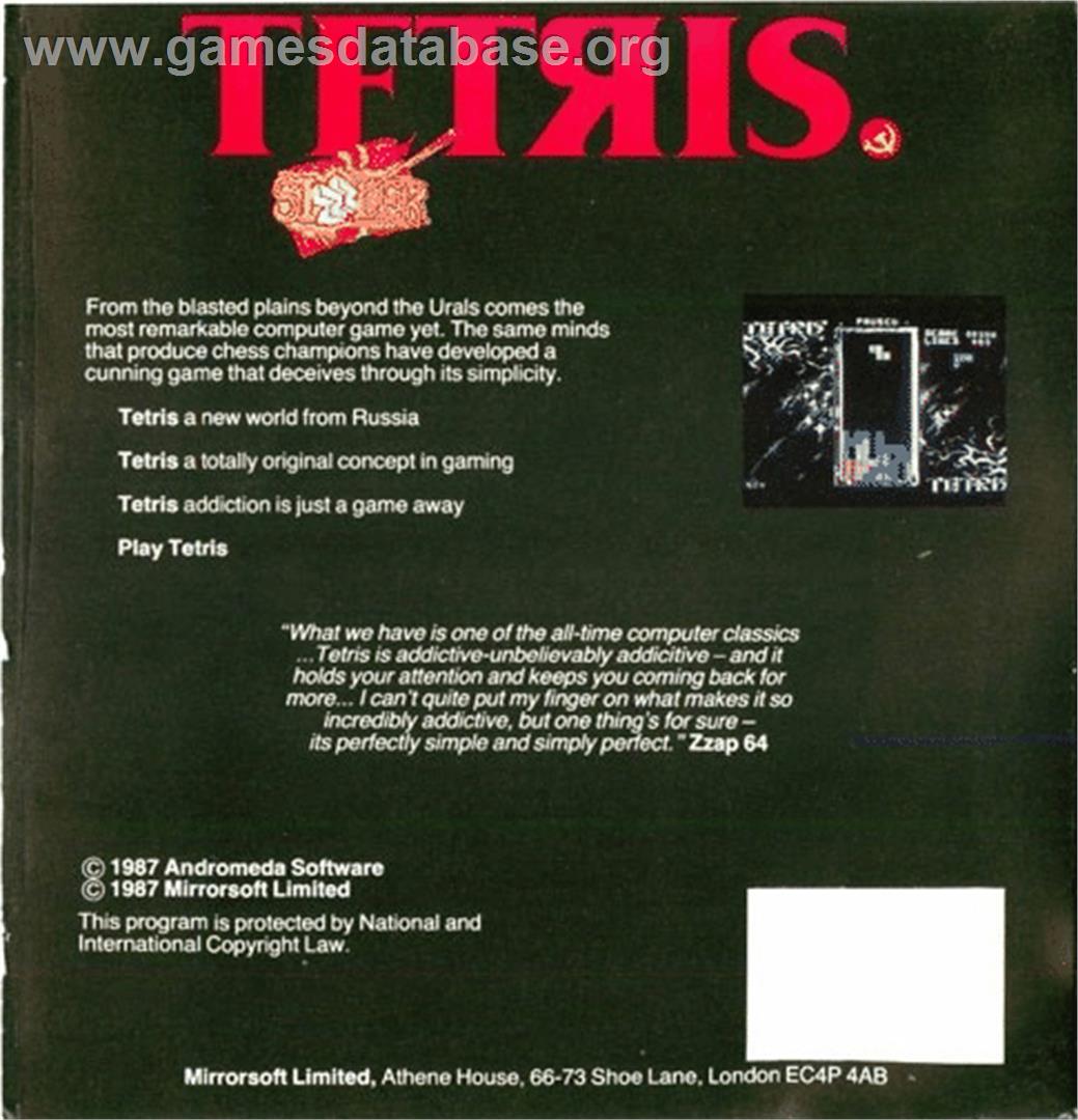 Tetris (Spectrum Holobyte) - Atari ST - Artwork - Box Back