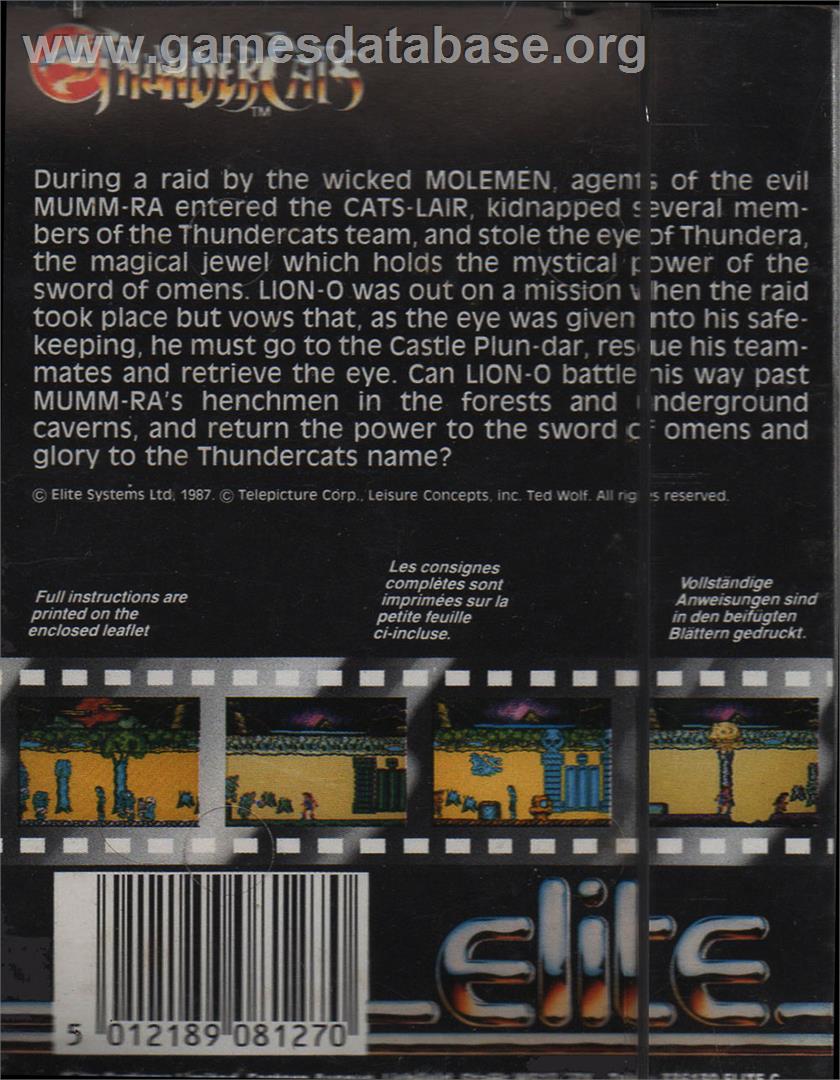 Thundercats - Atari ST - Artwork - Box Back
