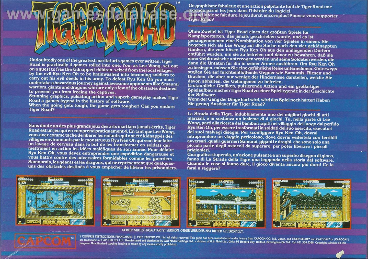 Tiger Road - Atari ST - Artwork - Box Back