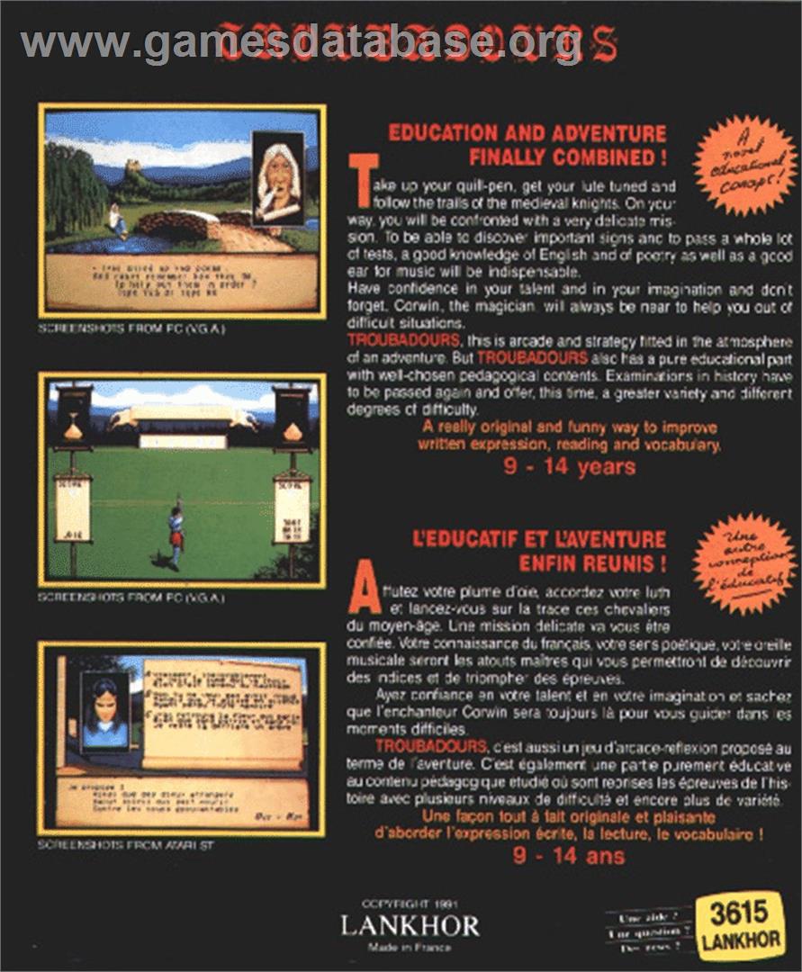 Troubadours - Atari ST - Artwork - Box Back
