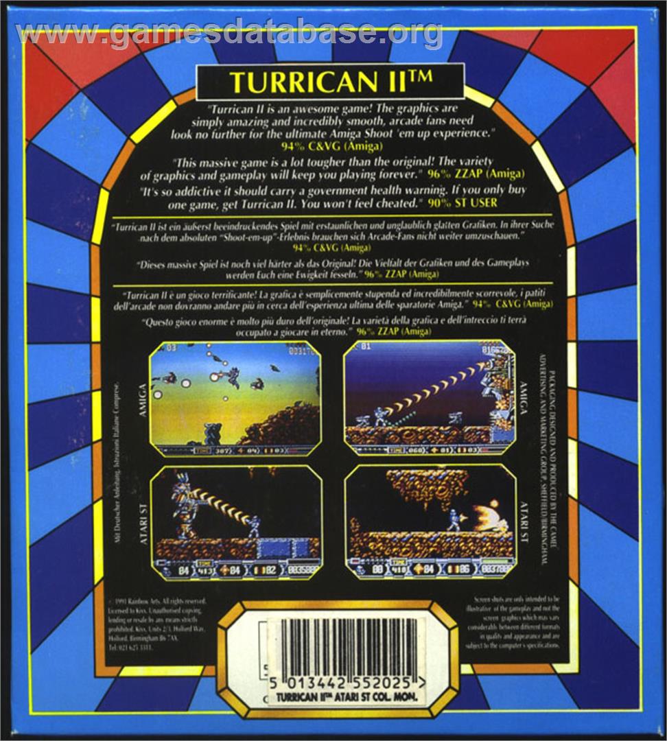 Turrican II: The Final Fight - Atari ST - Artwork - Box Back