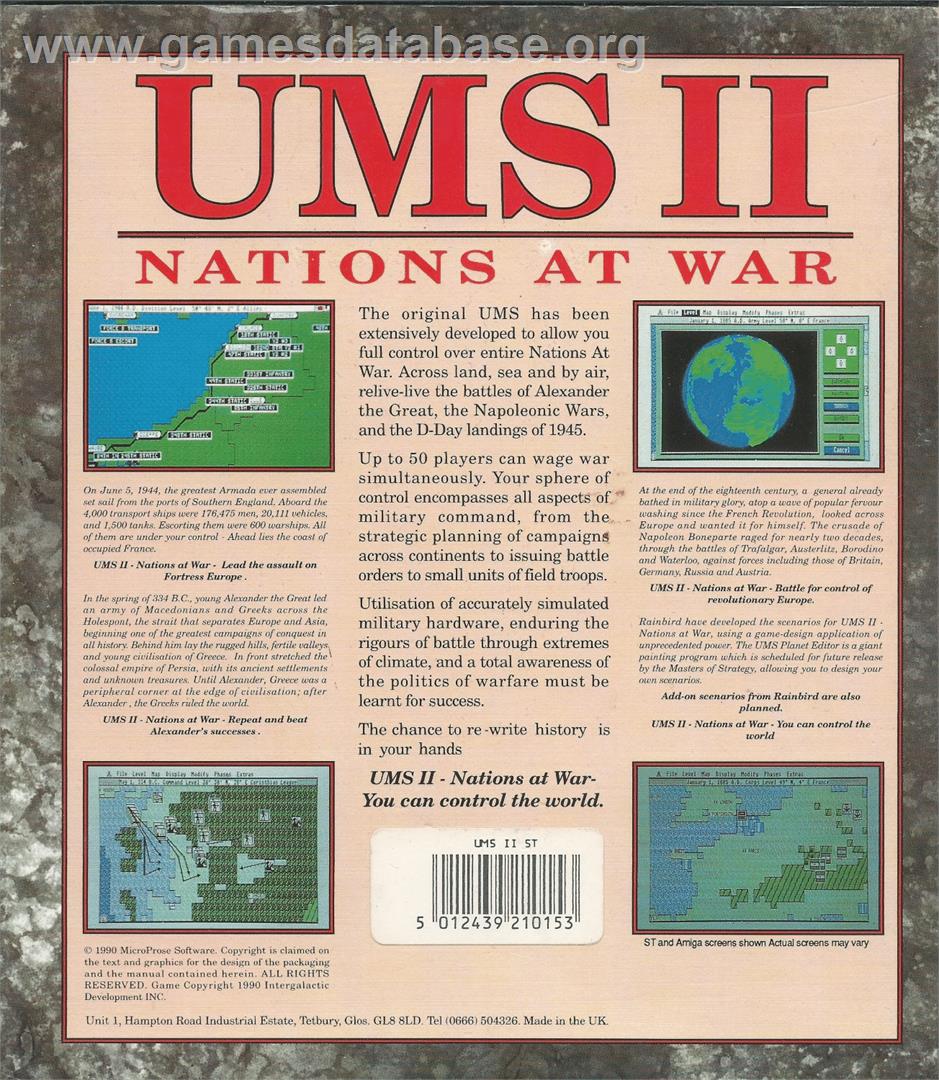 UMS 2 - Nations at War - Atari ST - Artwork - Box Back