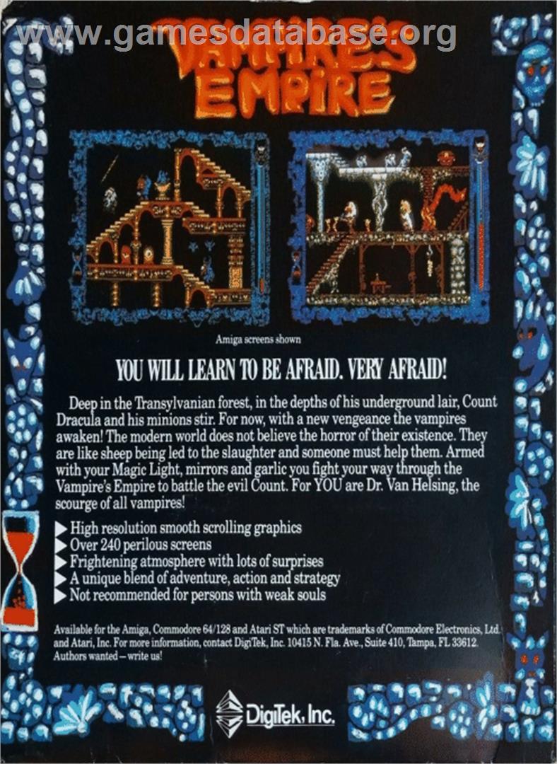 Vampire's Empire - Atari ST - Artwork - Box Back