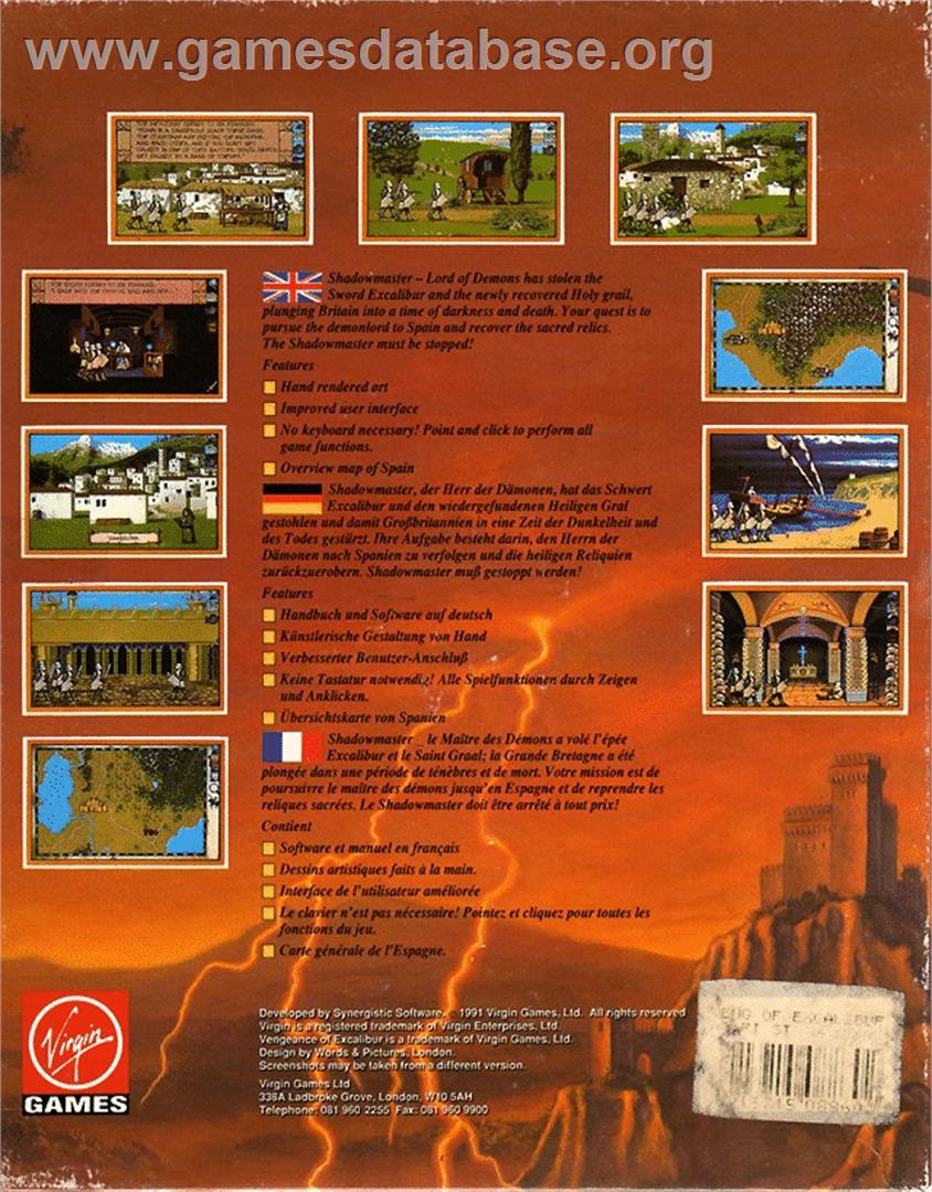 Vengeance of Excalibur - Atari ST - Artwork - Box Back