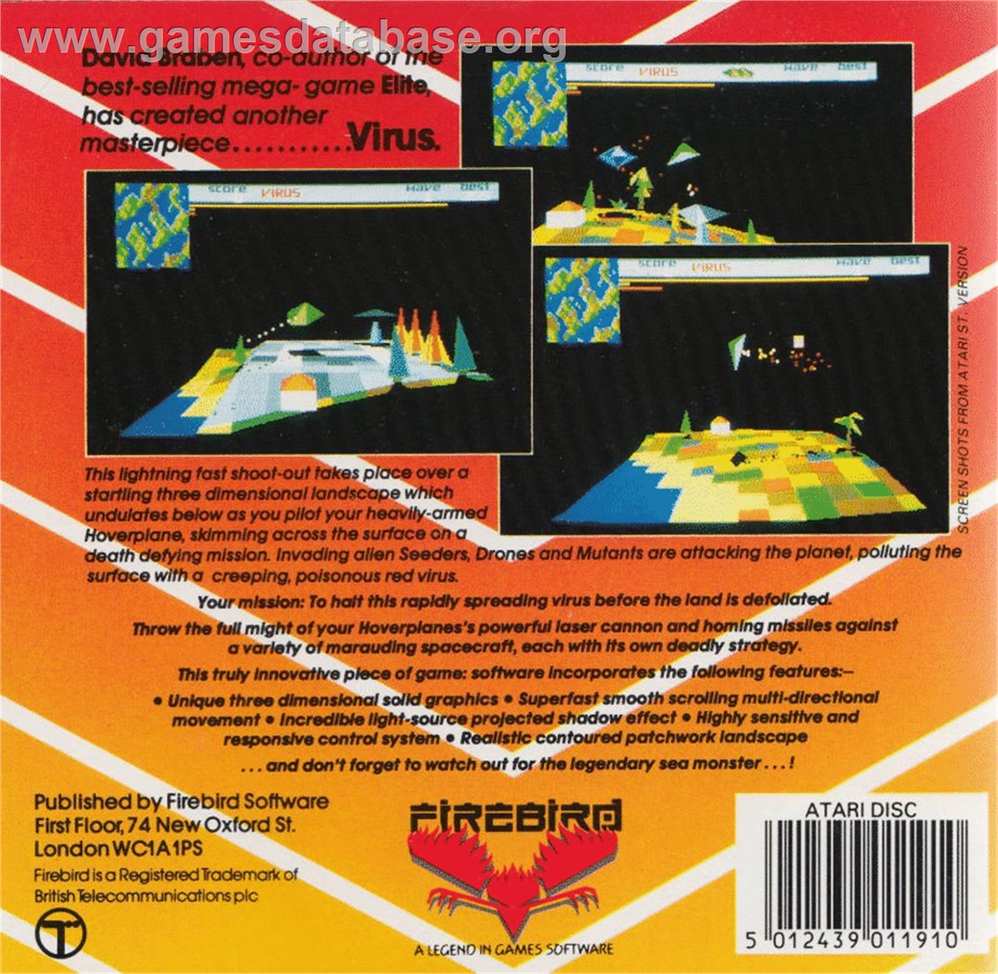 Virus - Atari ST - Artwork - Box Back