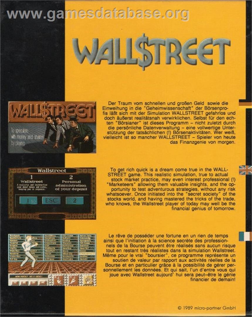 Wall$treet - Atari ST - Artwork - Box Back