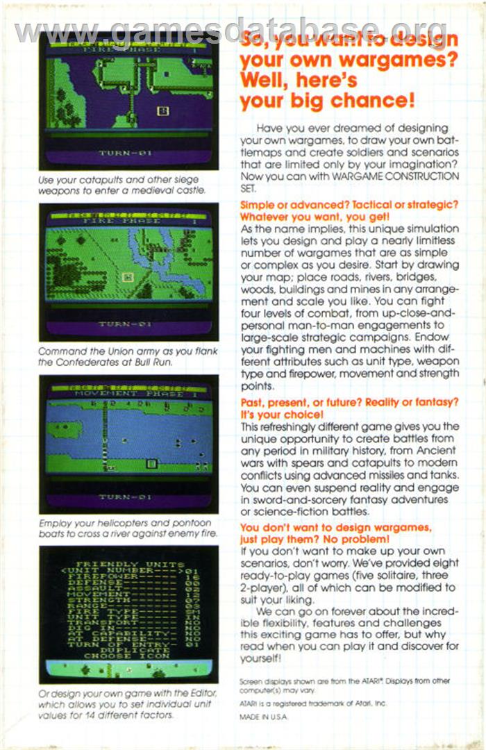 Wargame Construction Set - Atari ST - Artwork - Box Back