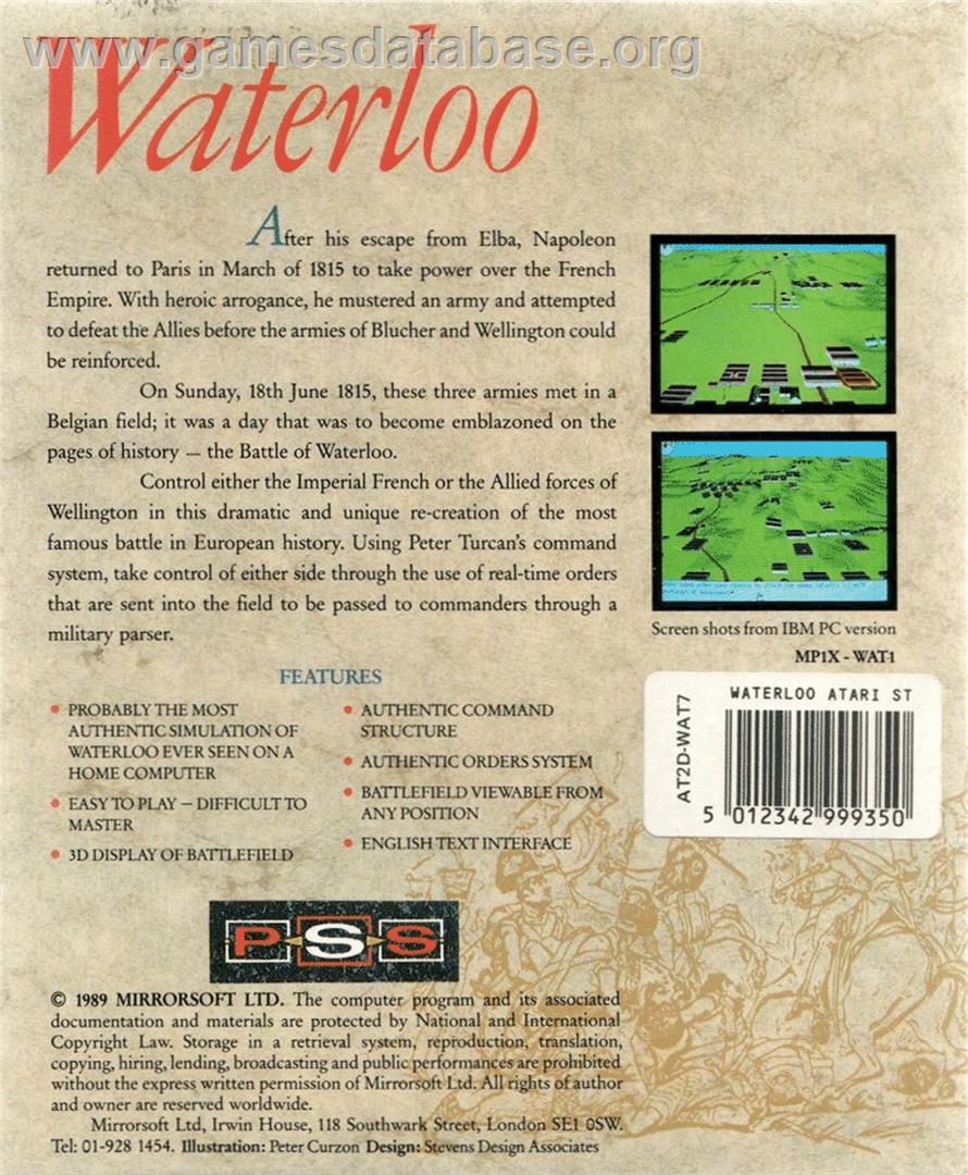 Waterloo - Atari ST - Artwork - Box Back