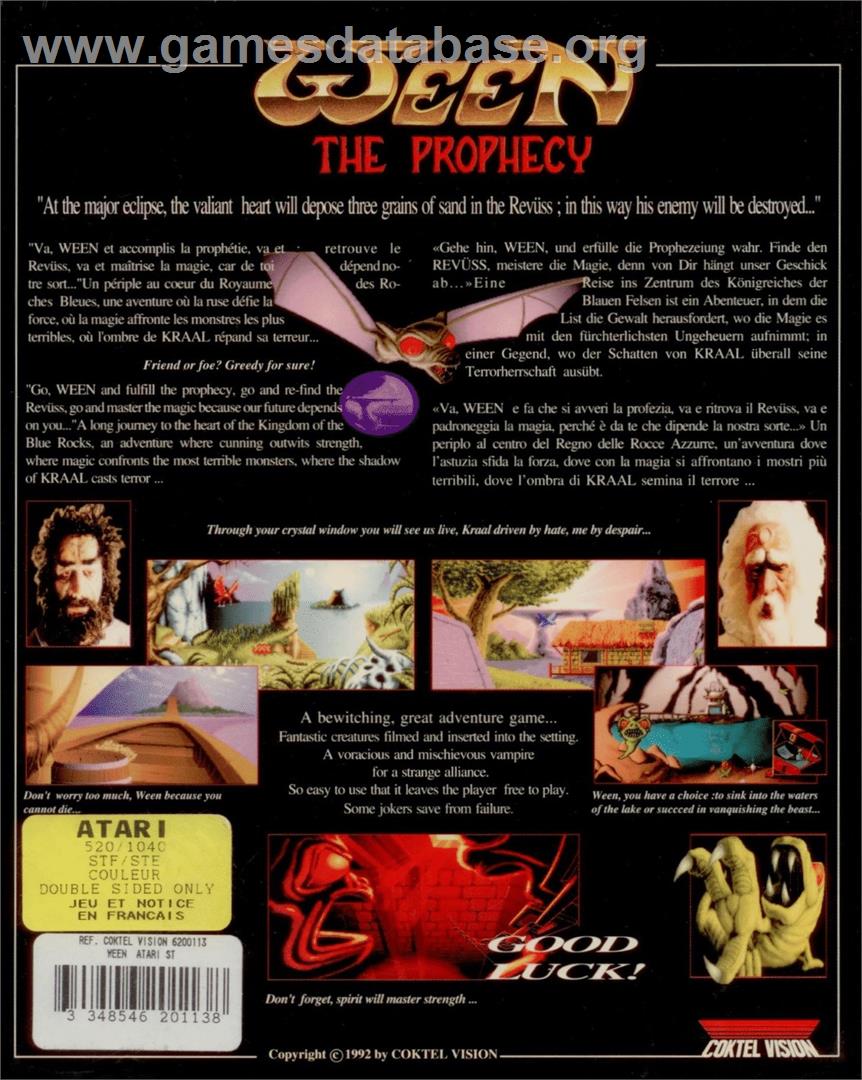 Ween - The Prophecy - Atari ST - Artwork - Box Back