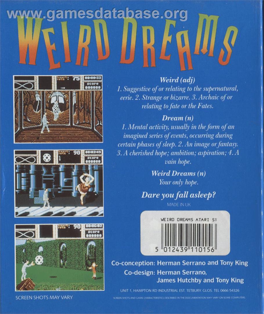 Weird Dreams - Atari ST - Artwork - Box Back