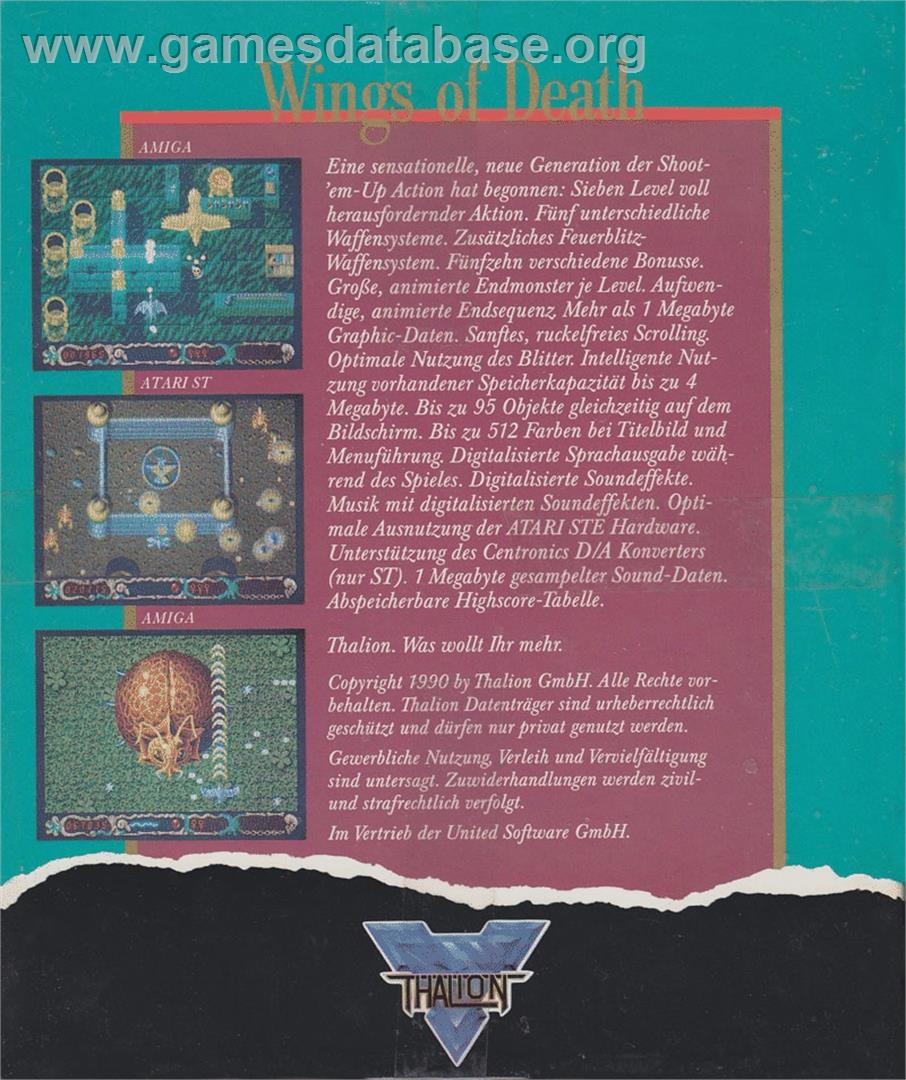 Wings Of Death - Atari ST - Artwork - Box Back