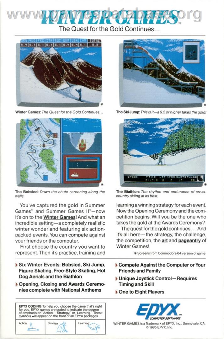 Winter Games - Atari ST - Artwork - Box Back