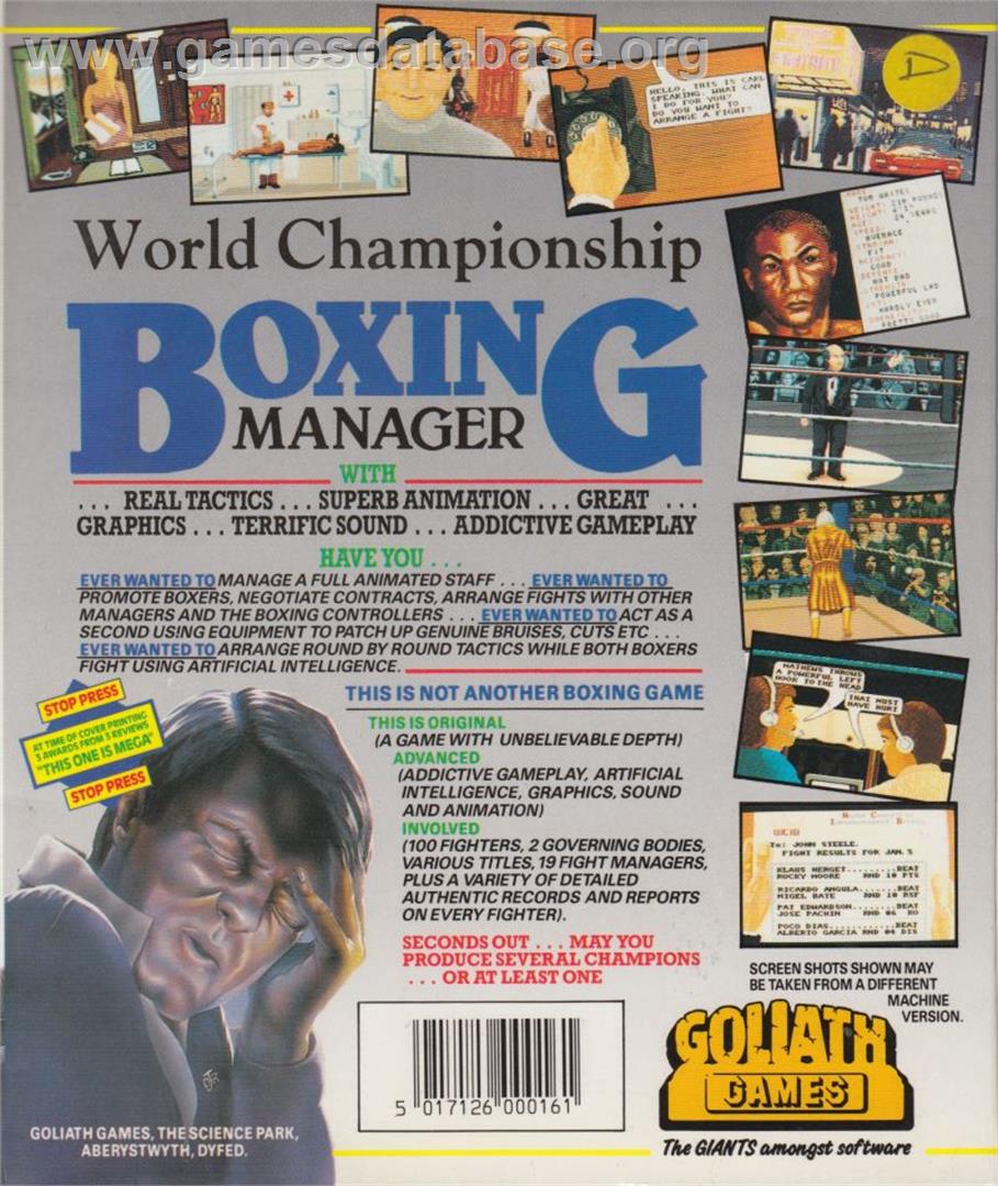 World Championship Boxing Manager - Atari ST - Artwork - Box Back