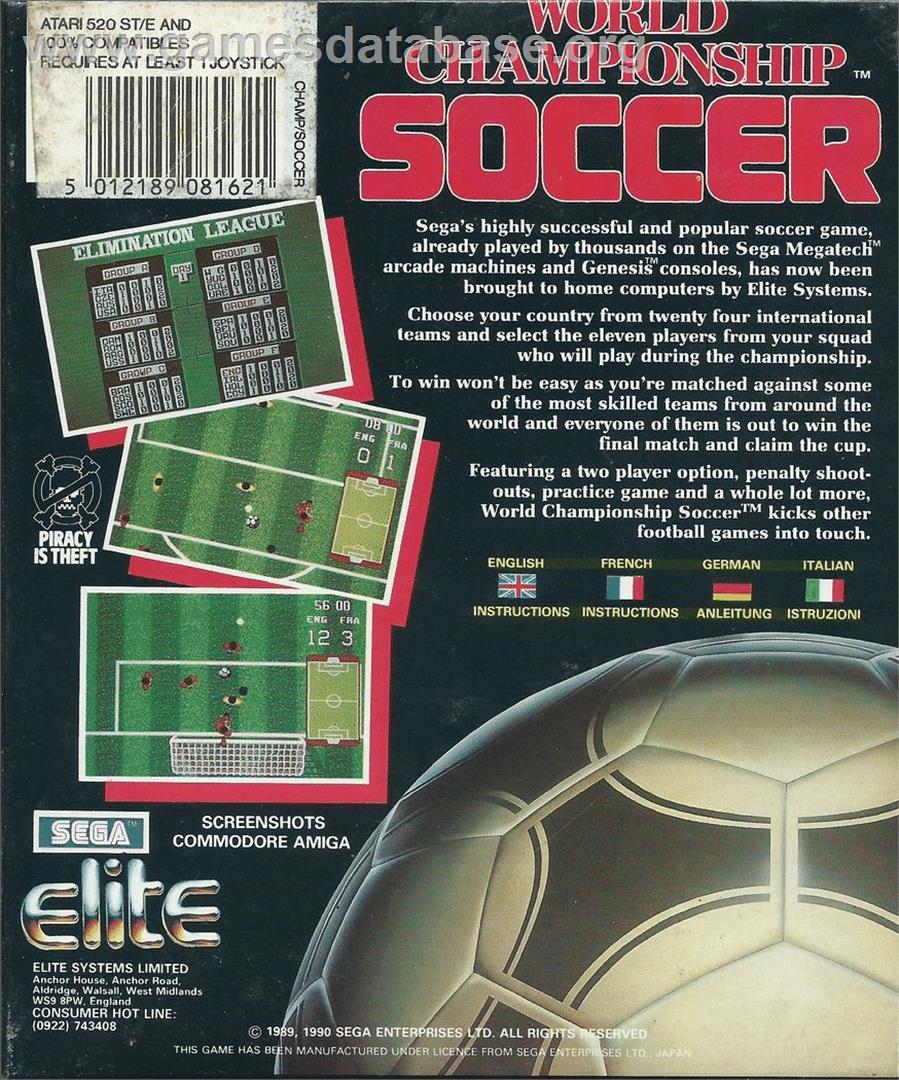 World Championship Soccer - Atari ST - Artwork - Box Back