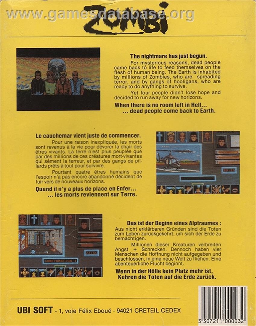 Zombi - Atari ST - Artwork - Box Back
