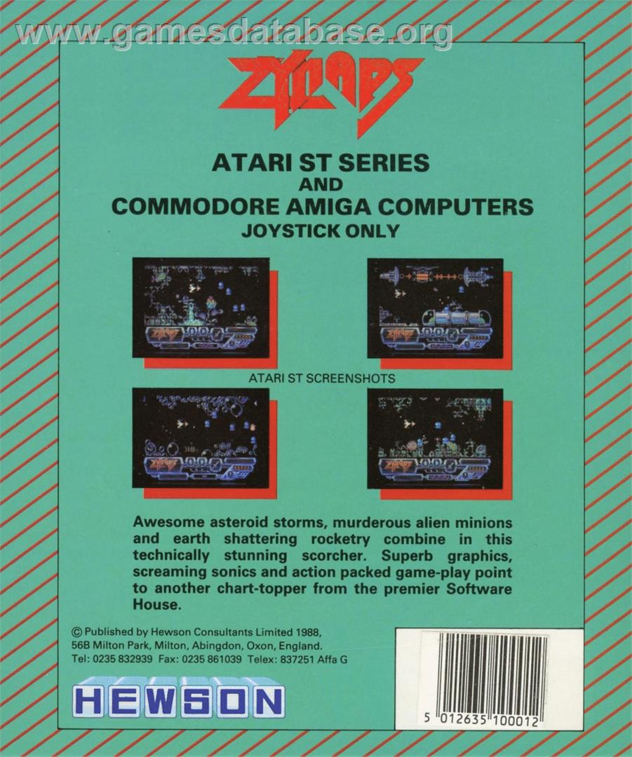 Zynaps - Atari ST - Artwork - Box Back