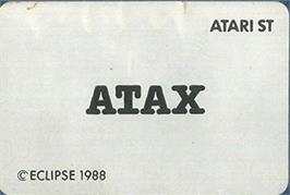 Top of cartridge artwork for Atax on the Atari ST.