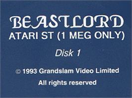 Top of cartridge artwork for BeastLord on the Atari ST.