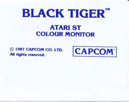 Top of cartridge artwork for Black Tiger on the Atari ST.