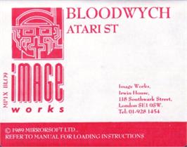 Top of cartridge artwork for Bloodwych on the Atari ST.