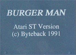 Top of cartridge artwork for Burger Man on the Atari ST.