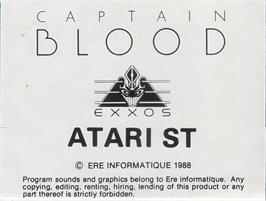 Top of cartridge artwork for Captain Blood on the Atari ST.