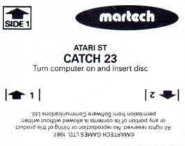 Top of cartridge artwork for Catch 23 on the Atari ST.
