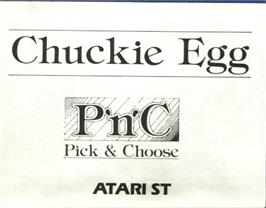 Top of cartridge artwork for Chuckie Egg on the Atari ST.