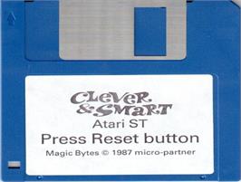Top of cartridge artwork for Clever And Smart on the Atari ST.