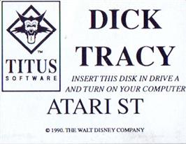 Top of cartridge artwork for Dick Tracy on the Atari ST.