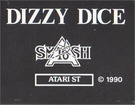 Top of cartridge artwork for Dizzy Dice on the Atari ST.
