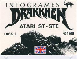 Top of cartridge artwork for Drakkhen on the Atari ST.