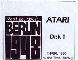 Top of cartridge artwork for East Vs. West - Berlin 1948 on the Atari ST.