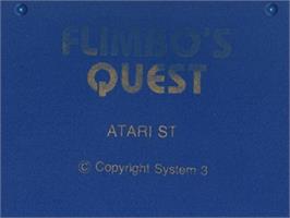 Top of cartridge artwork for Flimbo's Quest on the Atari ST.