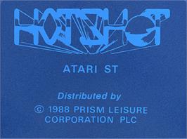 Top of cartridge artwork for Hot Shot on the Atari ST.