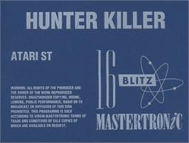 Top of cartridge artwork for Hunter Killer on the Atari ST.