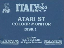 Top of cartridge artwork for Italy 1990 on the Atari ST.