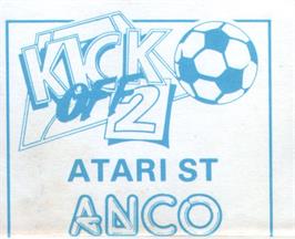 Top of cartridge artwork for Kick Off 2: The Final Whistle on the Atari ST.
