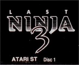 Top of cartridge artwork for Last Ninja 3 on the Atari ST.