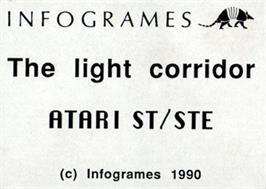 Top of cartridge artwork for Light Corridor on the Atari ST.