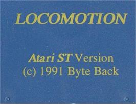 Top of cartridge artwork for Locomotion on the Atari ST.