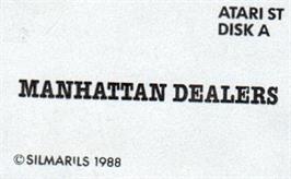 Top of cartridge artwork for Manhattan Dealers on the Atari ST.