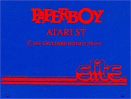 Top of cartridge artwork for Paperboy on the Atari ST.