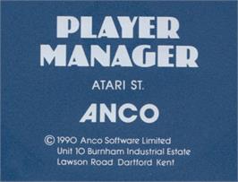 Top of cartridge artwork for Player Manager on the Atari ST.