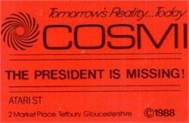 Top of cartridge artwork for President Is Missing, The on the Atari ST.