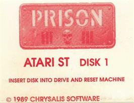 Top of cartridge artwork for Prison on the Atari ST.