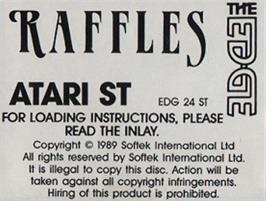 Top of cartridge artwork for Raffles on the Atari ST.