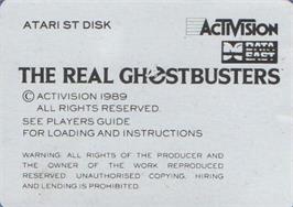 Top of cartridge artwork for Real Ghostbusters, The on the Atari ST.