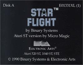 Top of cartridge artwork for Starflight on the Atari ST.